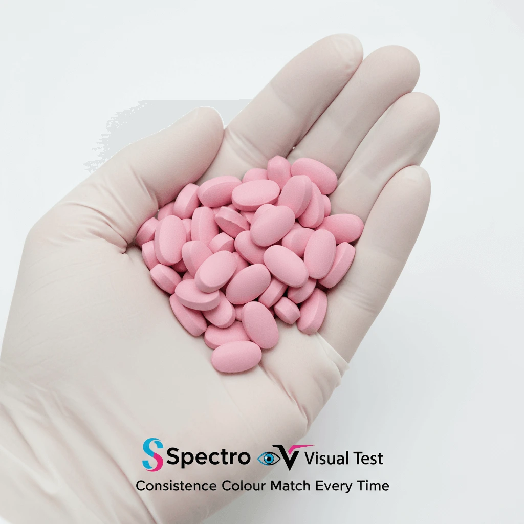 Consistent batch-to-batch color matching for pharmaceutical tablet coatings